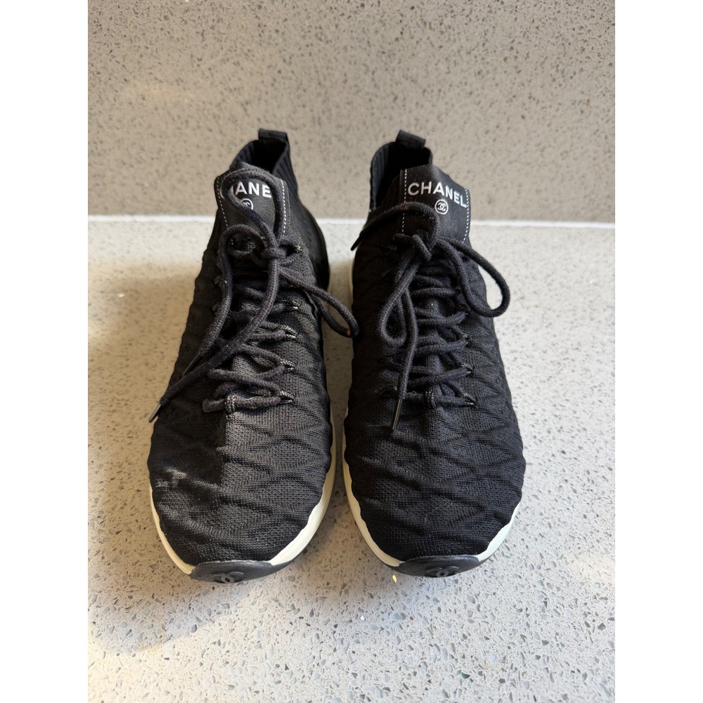 Chanel Sneakers Black Knit Size 40 - Picture 3 of 10